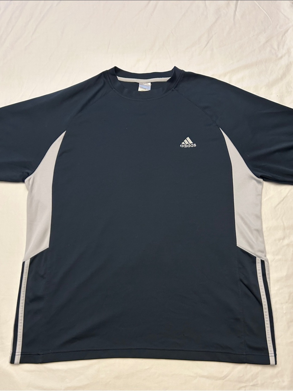 adidas Navy and Light Gray Short Sleeve Performance Tee